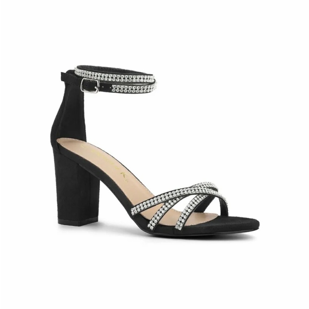 Allegra K Women’s Strappy Rhinestone heel dress sandal - New
